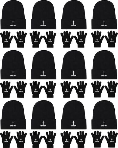 Christian Cross Beanies Hat and Gloves Bulk Winter Jesus Knitted Cap Unisex Religious Gifts Homeless Donation in Saudi Arabia
