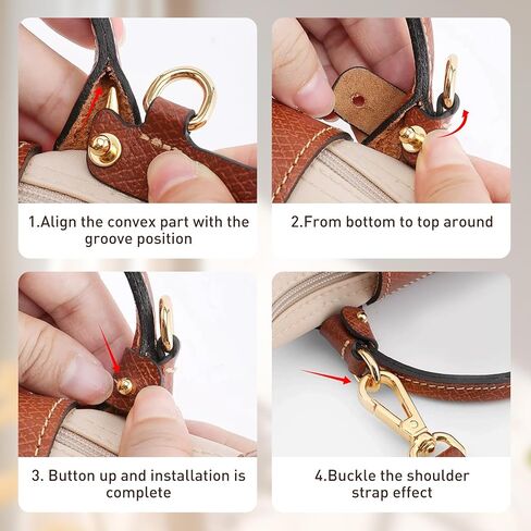 Doxo Purse Strap Replacement Compatible with Longchamp S/M Bag, 4 Upgraded Buckles Leather Bag Strap Conversion Kit for Women Crossbody Bags in Saudi Arabia