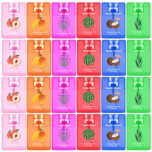Dansib 24 Pcs Mini Hand Sanitizer Spray Bulk Travel Size Perfume Hand Sanitizer Spray Mist Pocket Hydrating Sanitizers Refillable for Women Adults Teacher Guests Coworker Christmas Party Favors in Kuwait