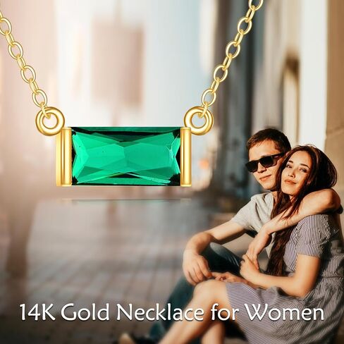 KECHO 14K الذهب الزمرد القلائد قلادة خضراء بسيطة المختنق زركون داينتي مايو جوهرة الميلاد مجوهرات هدايا عيد ميلاد للنساء in Kuwait