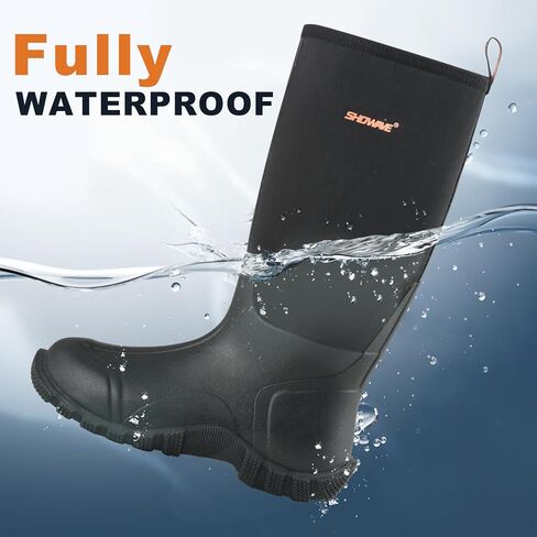 Showave Rubber Boots for Men Insulated Rain Boots Men Neoprene Waterproof Boot Mud Hunting Boot for Gardening Working Farming in Saudi Arabia