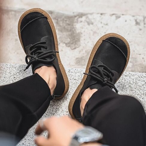 Men's Fashionable Flat Shoes with Laces, Round Toe Design, Rubber Sole. Comfortable and Soft. Suitable for All Seasons, as Well as for Work. in Kuwait