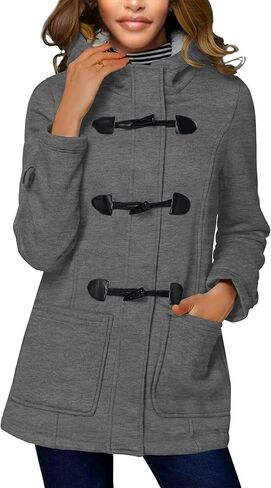 Women Fleece Jacket with Hood Fashion Horn Button Winter Warm Thicken Coat Long Soft Windbreaker Insulated Shells in Saudi Arabia