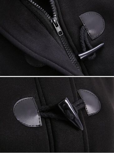 Women Fleece Jacket with Hood Fashion Horn Button Winter Warm Thicken Coat Long Soft Windbreaker Insulated Shells in Saudi Arabia