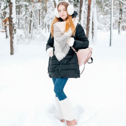 4 Pieces Faux Fur Earmuffs Set Ear Warmer Gloves Furry Wrist Cuff Leg Warmers Boot Cuff Accessories for Women Girl in Saudi Arabia