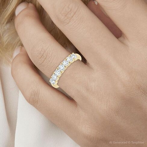 P3 POMPEII3 1ct Diamond Wedding Ring Anniversary 14k Yellow Gold 7-Stone Womens Band in Saudi Arabia