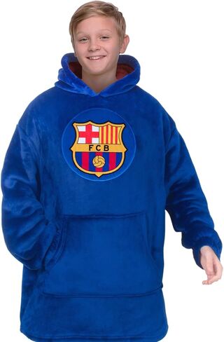 FC Barcelona Kids Oversized Hoodie Blanket - Sherpa Fleece Lined Official Soccer Gift in Kuwait