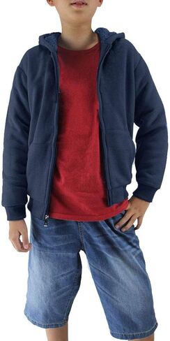 Boys' Sherpa-Lined Fleece Zip-Up Hoodie Sweatshirts Youth Kids Serpa Fleece Sweatshirt in Saudi Arabia