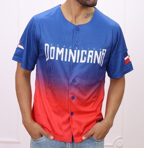 Dominican Republic Baseball Jersey for Men – Red and Blue Gradient with República Dominicana in Saudi Arabia