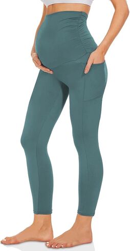 Stretchy Women Maternity Leggings, High Waist Yoga Pants with 2 Pockets for Comfort & Support and Daily Wear in Saudi Arabia