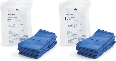 McKesson Operating Room Towels, Sterile, Disposable, Pre-Washed, Blue, 17 in x 27 in, 6 Towels, 1 Pack in Saudi Arabia