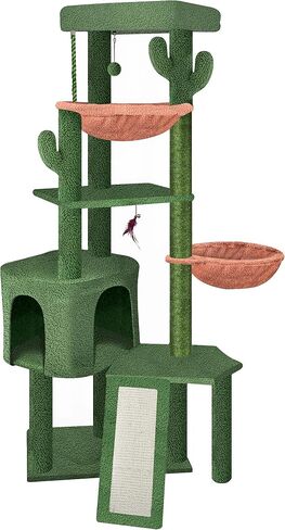 Xin Three Layer Cat Tree with Cat Condo and Two Hammocks,Grey in Saudi Arabia