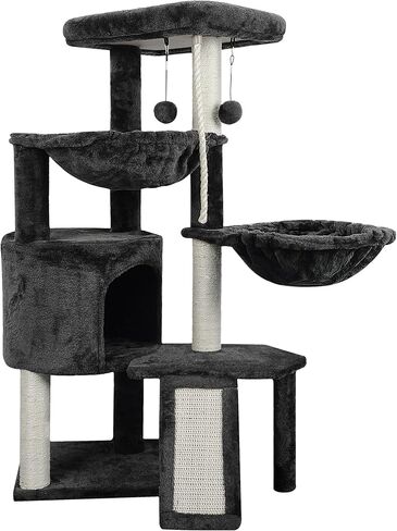 Xin Three Layer Cat Tree with Cat Condo and Two Hammocks,Grey in Kuwait