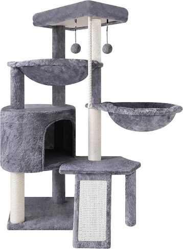 Xin Three Layer Cat Tree with Cat Condo and Two Hammocks,Grey in Saudi Arabia