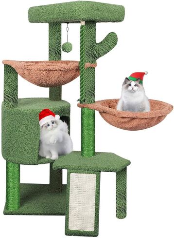 Xin Three Layer Cat Tree with Cat Condo and Two Hammocks,Grey in Saudi Arabia