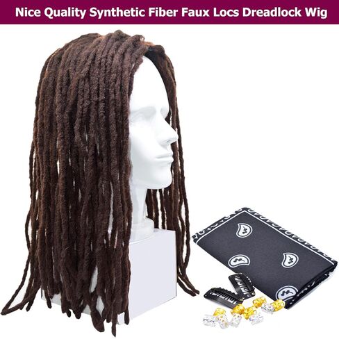 Premade Synthetic Cosplay Reggae Dreadlocks Wig African American Wigs for Men Women Handmade Long Surfer Brown and Black Color Dreads (Brown) in Saudi Arabia