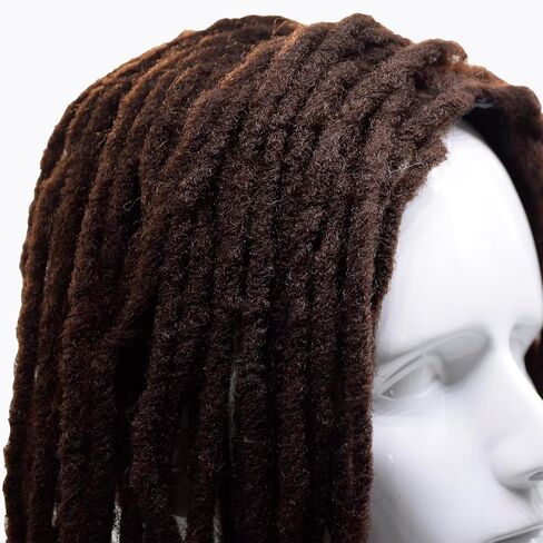 Premade Synthetic Cosplay Reggae Dreadlocks Wig African American Wigs for Men Women Handmade Long Surfer Brown and Black Color Dreads (Brown) in Saudi Arabia
