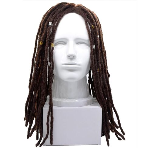 Premade Synthetic Cosplay Reggae Dreadlocks Wig African American Wigs for Men Women Handmade Long Surfer Brown and Black Color Dreads (Brown) in Saudi Arabia