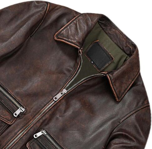 Men’s A2 Aviator Vintage Leather Jacket Genuine Cowhide, Air Force Military Style, Casual Flight Outerwear in Saudi Arabia