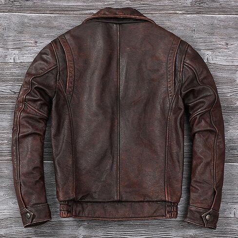 Men’s A2 Aviator Vintage Leather Jacket Genuine Cowhide, Air Force Military Style, Casual Flight Outerwear in Saudi Arabia