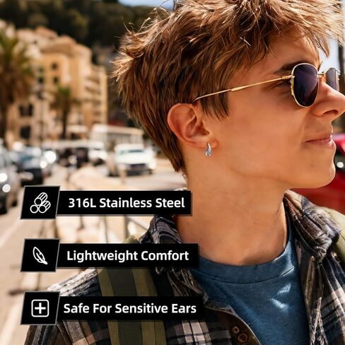25 Pairs Earrings Set for Men and Women, Black Silver 14K Gold-Plated Mixed Earring Studs Kit Fashion Ear Piercing Jewelry Cross Dangle Hoop in Saudi Arabia