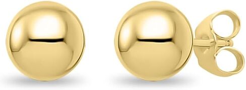 14K Yellow Gold Ball Stud Earrings, 6mm Round, Solid 1/20 Gold, Push Back Closure, Men Women in Saudi Arabia