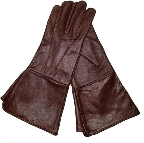 Leather Gauntlet Gloves Long Arm Cuff (Brown, XX-Large) in Saudi Arabia