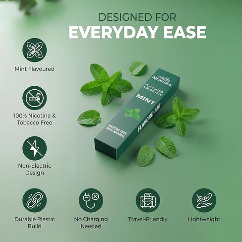 Mint Flavored Air Device | Smokeless Inhaler | Nicotine-Free | Non-Electric Portable Fresh Aroma Stick | 100% Natural Plant-Based Refreshment in Saudi Arabia
