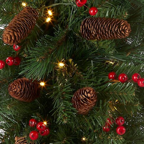 National Tree Company Pre-Lit Everyday Collection Artificial Christmas Decoration Set with LED Lights, Includes 2 Mini Christmas Trees,1 Wreath, and 1 Garland, Set of 4 in Saudi Arabia
