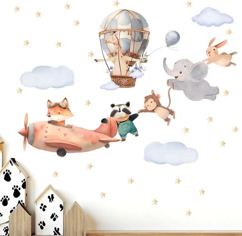 Airplane Wall Decals - Puppy Aircrafts Wall Stickers - Kids Baby Boys Nursery Children Daycare Bedroom Playroom Wall Decor in Kuwait
