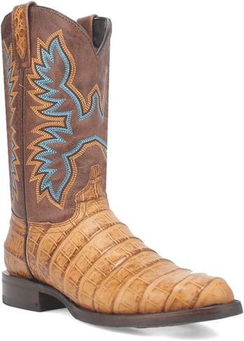 Dingo Mens Trail Boss Alligator Embroidered Round Toe Pull On Casual Boots Mid Calf - Black in Saudi Arabia