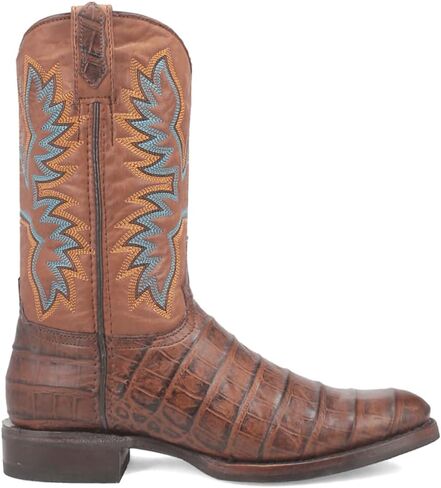Dingo Mens Trail Boss Alligator Embroidered Round Toe Pull On Casual Boots Mid Calf - Black in Saudi Arabia