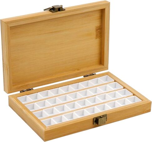 Wooden Watercolor Paint Palette 36 Wells Empty Wooden Paint Palette Box Portable Wooden Paint Palette, 4" x 6" in Saudi Arabia