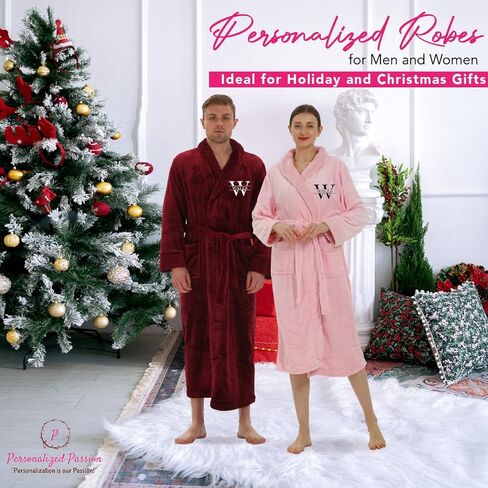 Personalized Plush Robe for Women and Men - His and Her Robes with Custom Name/Monogram - Super Soft Luxurious Spa Bathrobes in Saudi Arabia
