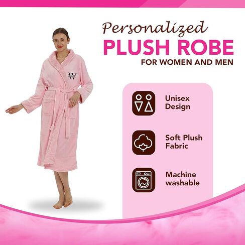 Personalized Plush Robe for Women and Men - His and Her Robes with Custom Name/Monogram - Super Soft Luxurious Spa Bathrobes in Saudi Arabia