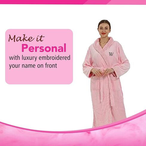 Personalized Plush Robe for Women and Men - His and Her Robes with Custom Name/Monogram - Super Soft Luxurious Spa Bathrobes in Saudi Arabia
