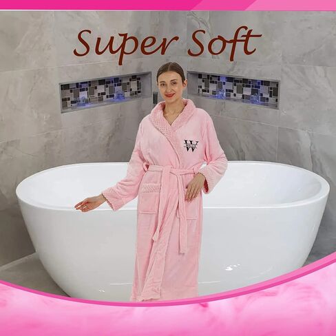 Personalized Plush Robe for Women and Men - His and Her Robes with Custom Name/Monogram - Super Soft Luxurious Spa Bathrobes in Saudi Arabia