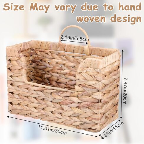 Woven Hanging Magazine Holder Water Hyacinth Storage Basket Wall Mounted Wicker Organizer Boho Modern Farmhouse Book Rack with Handle File Newspaper Mail Holder for Home Office in Saudi Arabia