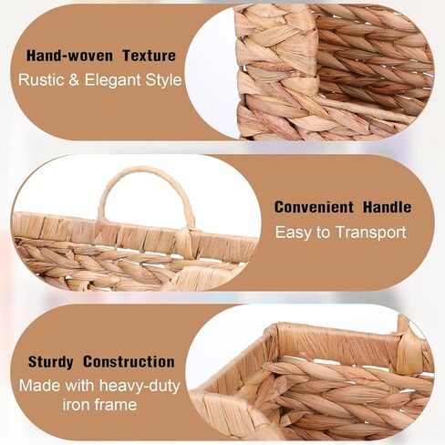 Woven Hanging Magazine Holder Water Hyacinth Storage Basket Wall Mounted Wicker Organizer Boho Modern Farmhouse Book Rack with Handle File Newspaper Mail Holder for Home Office in Saudi Arabia