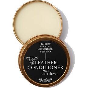 بلسم بلسم الجلد الطبيعي بالكامل - مصنوع من زيت المنك والشحم وشمع العسل، يحمي وينعم ويجدد ويقاوم الماء للأحذية الجلدية والأحذية الطويلة والحقائب والأثاث (4 أونصة) in Kuwait