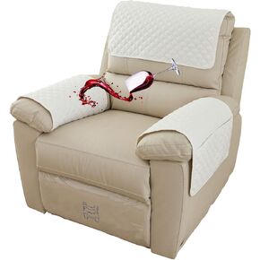 غطاء ذراع الكرسي المقاوم للماء 1 2 3 غطاء مسند رأس للكرسي كرسي مضاد للانزلاق غطاء منزلق للكرسي مع جيوب منظم للأريكة وواقي ذراع للكلب والقطط والحيوانات الأليفة (بيج، مقعد واحد 3 قطع) in Kuwait