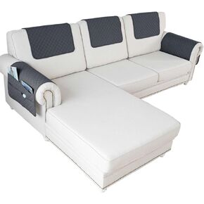 غطاء مسند ذراع للأريكة مقاوم للماء مع جيب جانبي وواقي للأريكة غير قابل للانزلاق للكراسي والكراسي والأرائك (أزرق داكن، مقعد واحد 3 قطع) in Kuwait