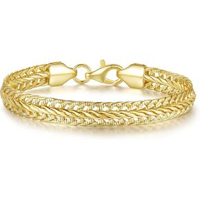 14K Gold Plated Bracelets for Women Gold Plated Chain Bracelet Shine Bright Men Gold Bracelet Foxtail Chain Design Love Bracelet (6.5 in- 9 in) in Saudi Arabia
