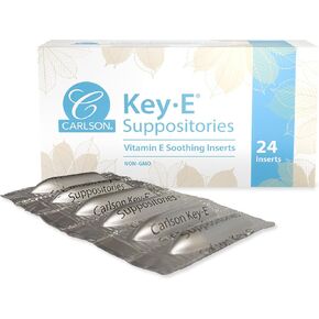 Carlson - Key-E Suppositories, 30 IU Vitamin E Suppository, Lubricates Dry Areas, Treatment for Women and Men, Vaginal & Rectal, 24 Count in Saudi Arabia