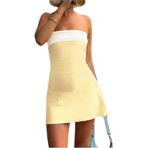 فساتين GORGLITTER النسائية القصيرة بدون حمالات، ألوان متعددة بدون ظهر، فستان صيفي أنيق لحفلات الزفاف وحفلات التخرج in Kuwait