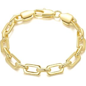 Gold Plated Bracelets for Women Men 14K Gold Plated Chain Bracelet for Womens Gold Plated Bracelet Unisex Paperclip Design Five Sizes (6.5in-9in) Layering Gifts for Men & Women in Saudi Arabia