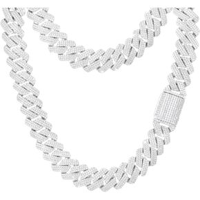 سلسلة ربط كوبية 20 مم للرجال مثلج خارج قلادة ميامي الكوبية 18 قيراط مطلية بالذهب 5A + زيكرون 10 مم/12 مم/14 مم/20 مم سلسلة مثلج خارج الذهب/الفضة بلينغ فاخر الهيب هوب مجوهرات للنساء والرجال in Kuwait