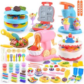 4 in 1 Color Dough Set Kitchen Creations with Ice Cream/Cake/Noodle/Hamburger Maker Machine, Arts Crafts Play Food Toys Tools Kit for Boys Girls Kids Toddlers Ages 3+ , 24 Dough in Saudi Arabia