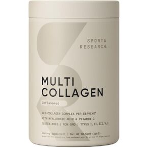 مسحوق بروتين الكولاجين المتعدد من سبورتس ريسيرتش (النوع الأول والثاني والثالث والخامس والعاشر) مع حمض الهيالورونيك + فيتامين ج | 5 أنواع من الكولاجين الغذائي، 30 حصة (الشوكولاتة) in Kuwait