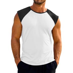 Runcati Mens Workout Tank Tops Sleeveless Muscle Gym T Shirts Baseball Cut Off Raglan Sleeve Color Block Tees in Saudi Arabia